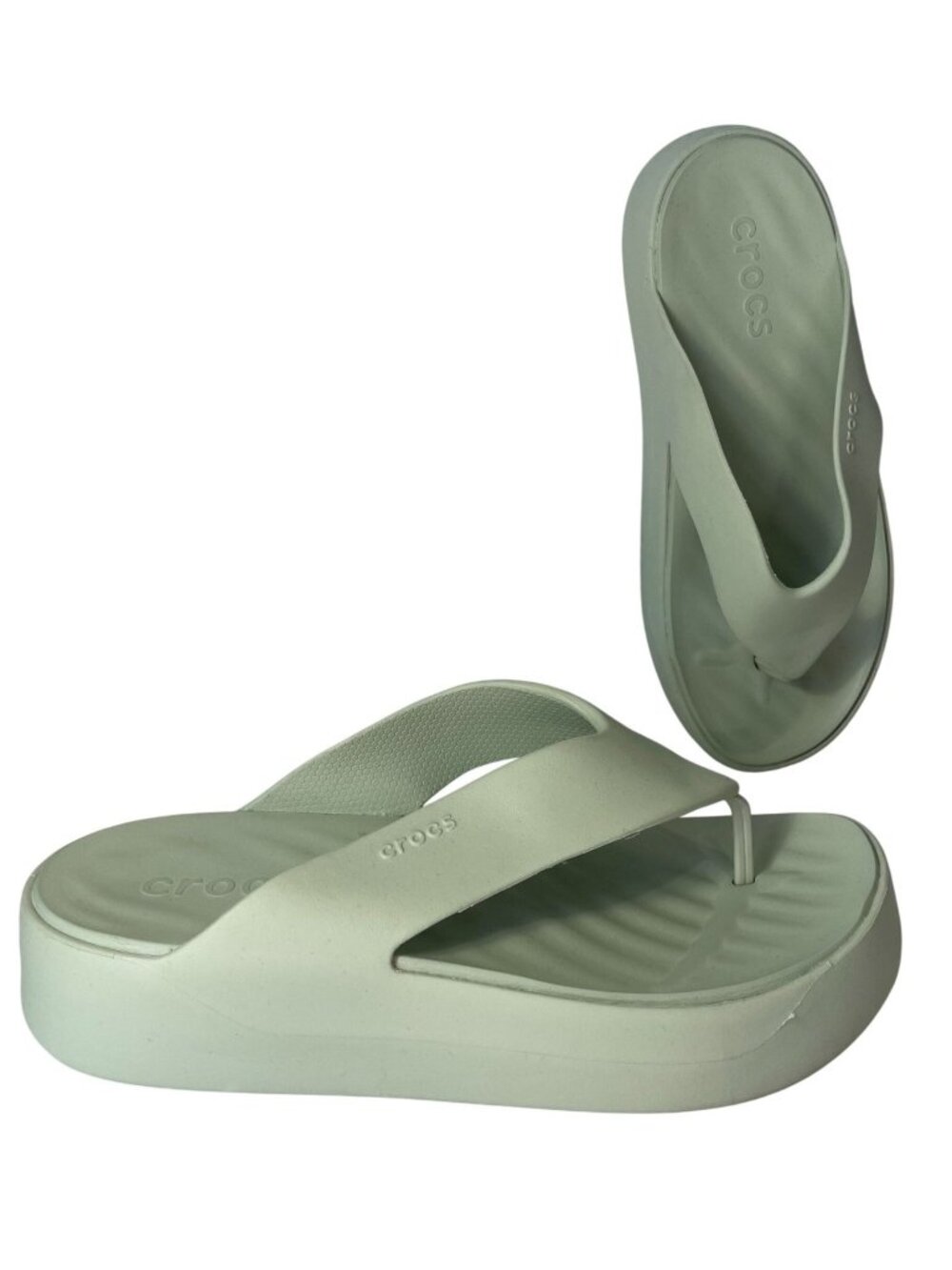 Crocs Womens Getaway Platform Flip Flops 10 W Green Slip On Casual Beach Resort